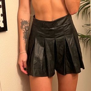 Sexy faux leather skort